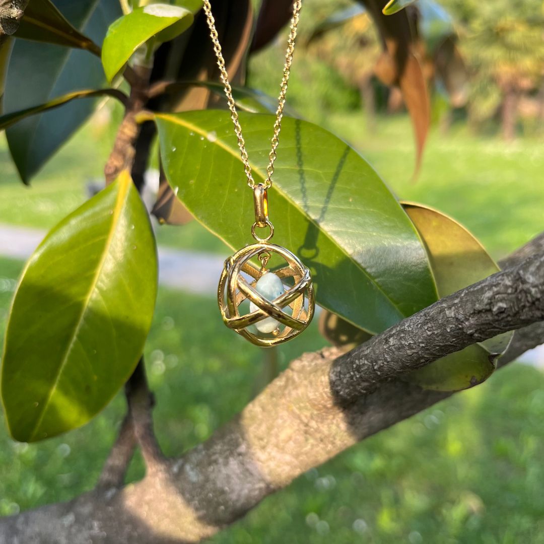 Collana Genesa Larimar – Acciaio Oro