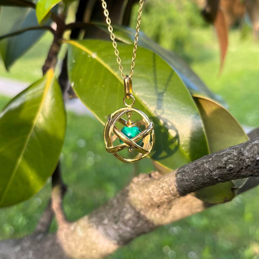 Collana Genesa Malachite – Acciaio Oro