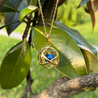 Collana Genesa Agata Blu – Acciaio Oro