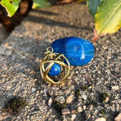 Collana Genesa Agata Blu – Acciaio Oro