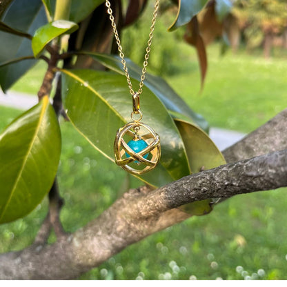 Collana Genesa Amazzonite – Acciaio Oro