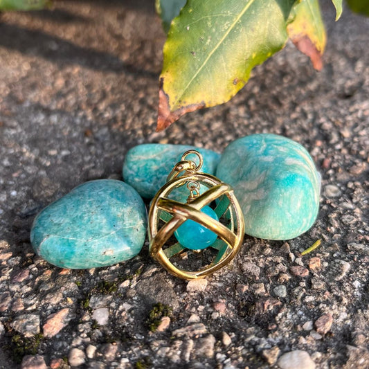 Collana Genesa Amazzonite – Acciaio Oro