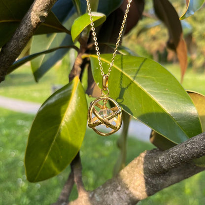 Collana Genesa Cristallo di Rocca – Acciaio Oro