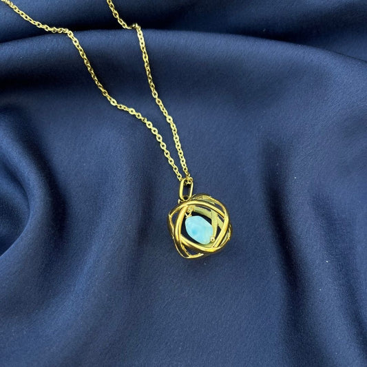 Collana Genesa Larimar – Acciaio Oro