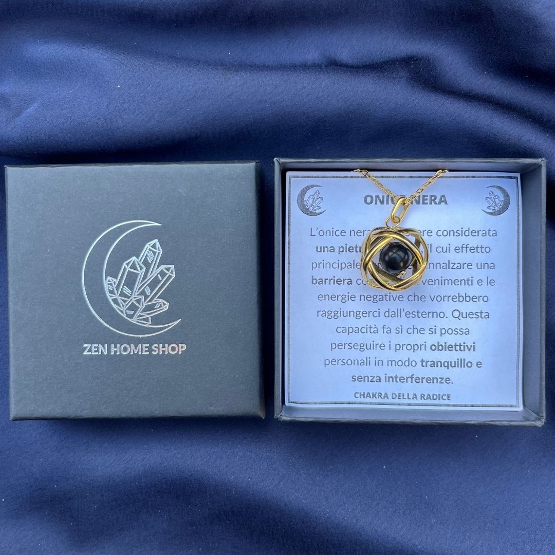 Collana Genesa Onice Nera – Acciaio Oro
