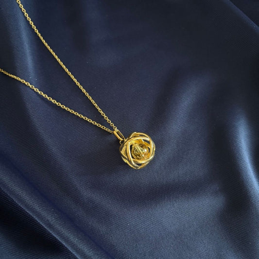 Collana Genesa Pietra Luna – Acciaio Oro