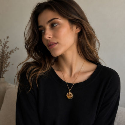 Collana Genesa Quarzo Citrino – Acciaio Oro