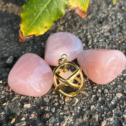 Collana Genesa Quarzo Rosa – Acciaio Oro