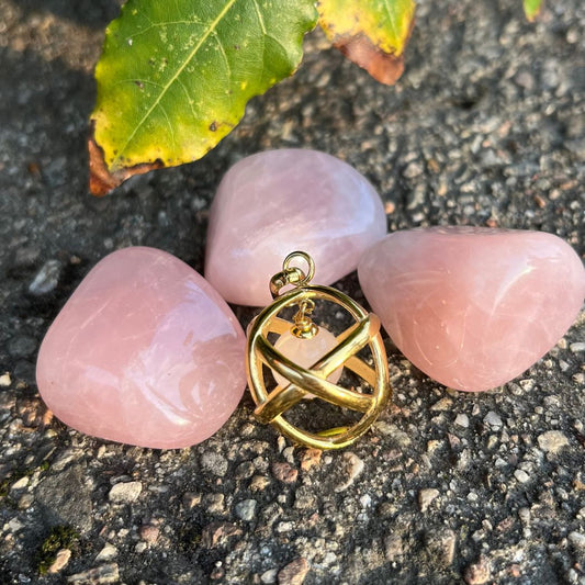 Collana Genesa Quarzo Rosa – Acciaio Oro