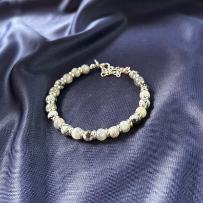 Bracciale Pianeta Mercurio con Ossidiana Fiocco di Neve e Labradorite