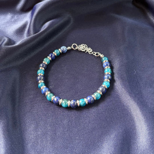 Bracciale Pianeta Nettuno con Lapislazzuli e Apatite Blu
