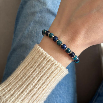 Bracciale Pianeta Nettuno con Lapislazzuli e Apatite Blu