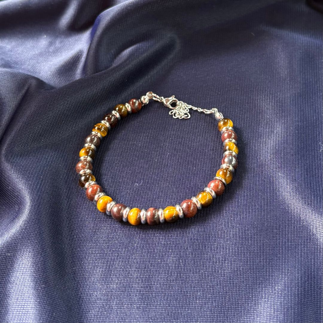 Bracciale Pianeta Plutone con Occhio di Tigre e Occhio di Bue