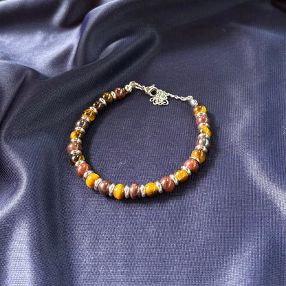 Bracciale Pianeta Plutone con Occhio di Tigre e Occhio di Bue