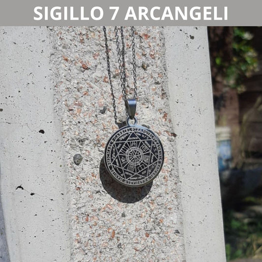 Collana Regolabile Sigillo 7 Arcangeli argento 3 cm (acciaio inox)