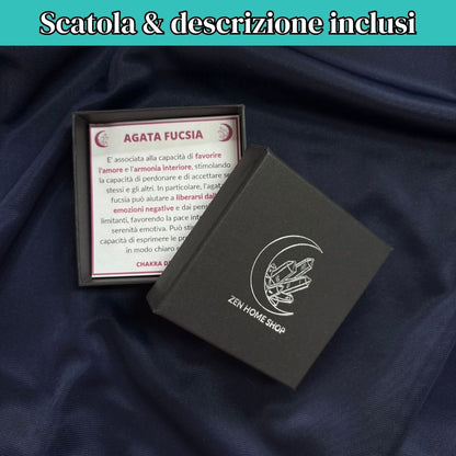 Collana Regolabile Pentasfera Agata Fucsia (Acciaio Inox)