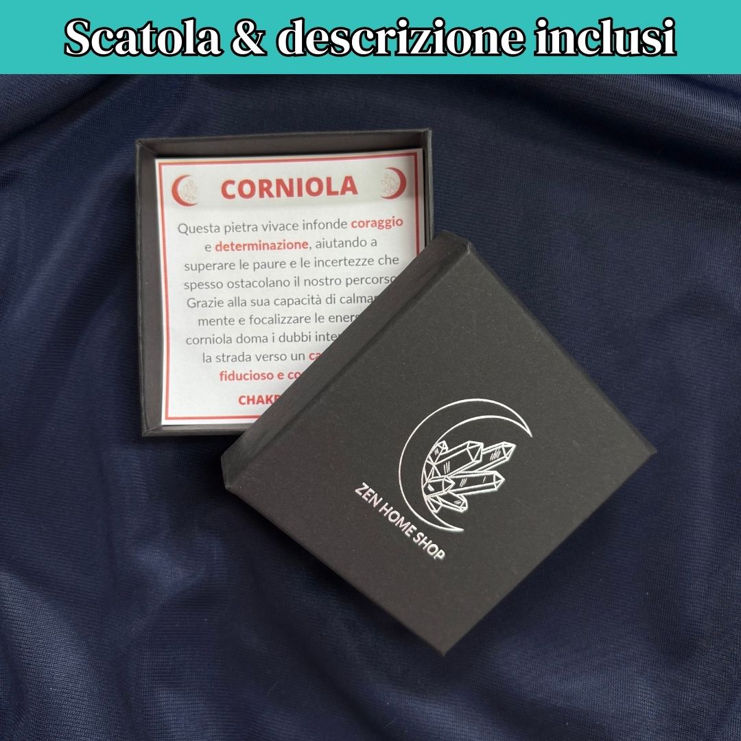 Collana Regolabile Pentasfera Corniola (Acciaio Inox)