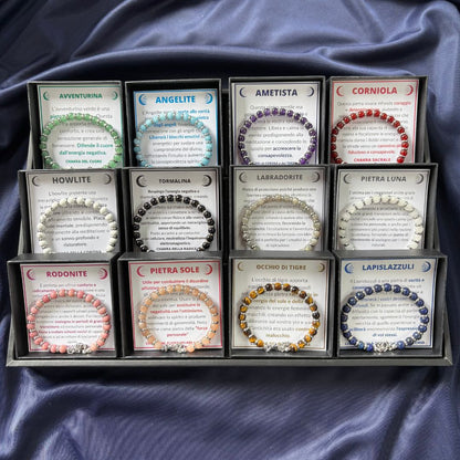 Set 12 Bracciali Saturno Pietre Naturali – Espositore Completo