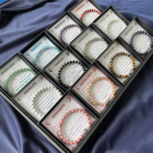 Set 12 Bracciali Saturno Pietre Naturali – Espositore Completo