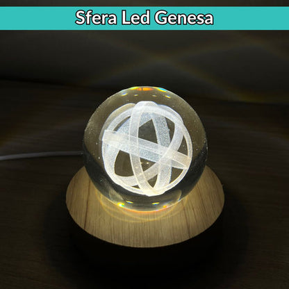 Sfera 3D Genesa con base led in legno