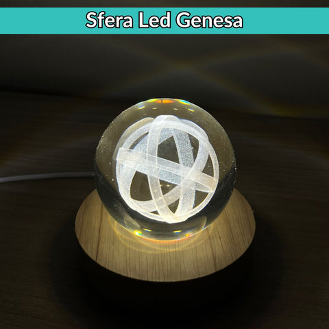 Sfera 3D Genesa con base led in legno