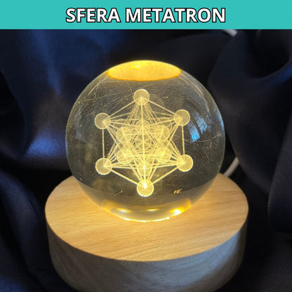 Sfera 3D Metatron con base led in legno