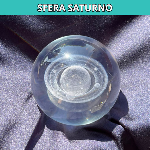 Sfera 3D Saturno con base led in legno
