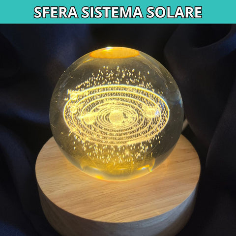 Sfera 3D Sistema Solare con base led in legno