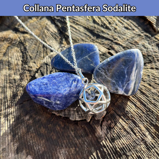 Collana Regolabile Pentasfera Sodalite (Acciaio Inox)
