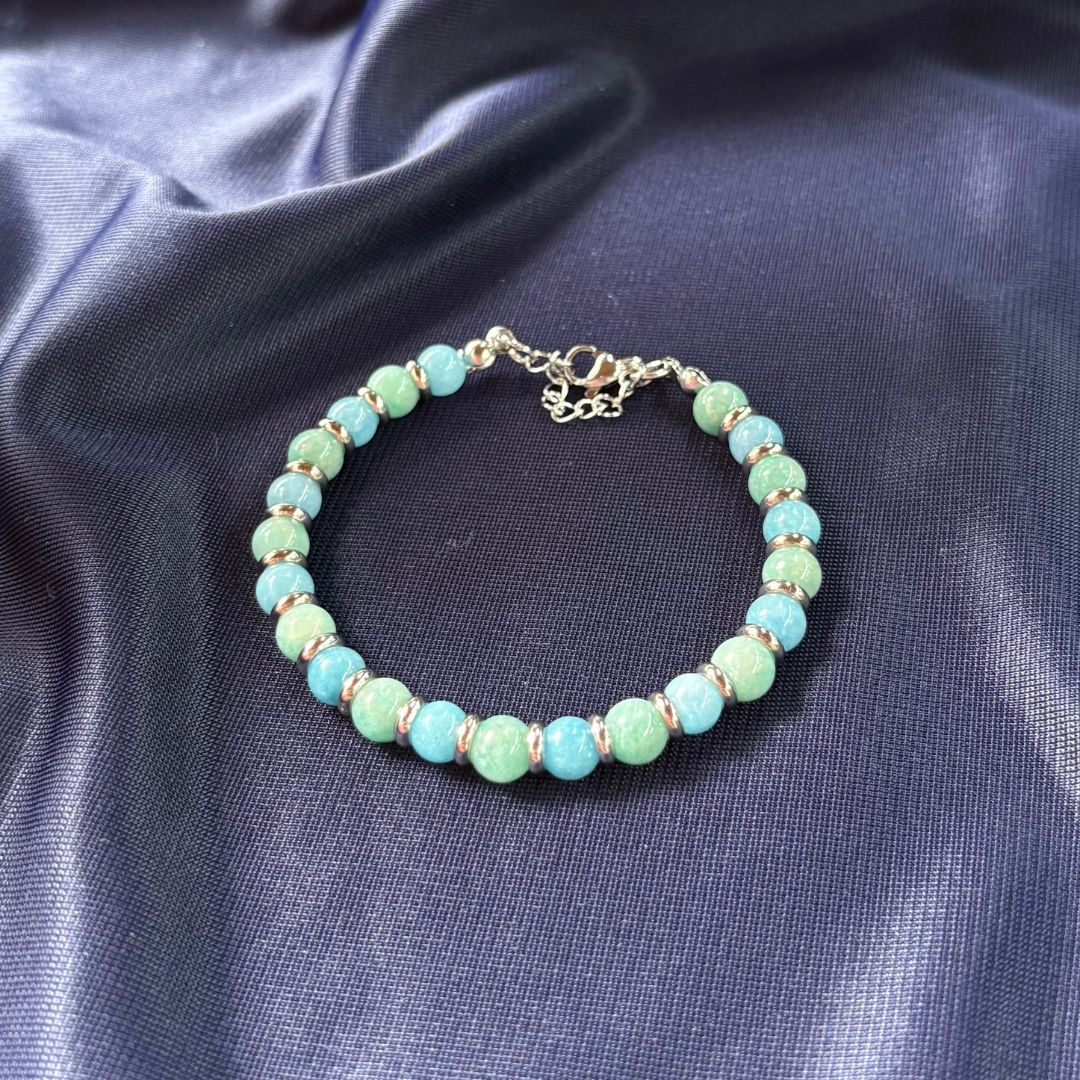 Bracciale Pianeta Urano con Angelite e Amazzonite