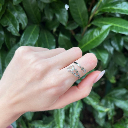 Anello Regolabile Fiore di Loto (acciaio inox)