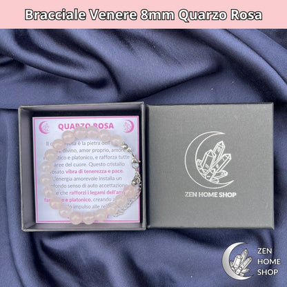 Bracciale Venere Quarzo Rosa da 8mm