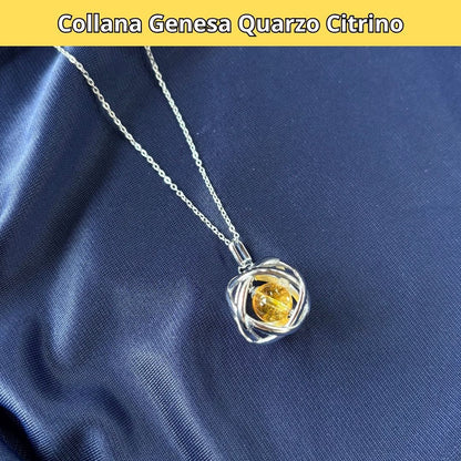 Collana Genesa Quarzo Citrino (Acciaio Inox)
