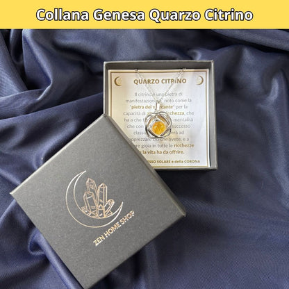 Collana Regolabile Genesa Quarzo Citrino (Acciaio Inox)