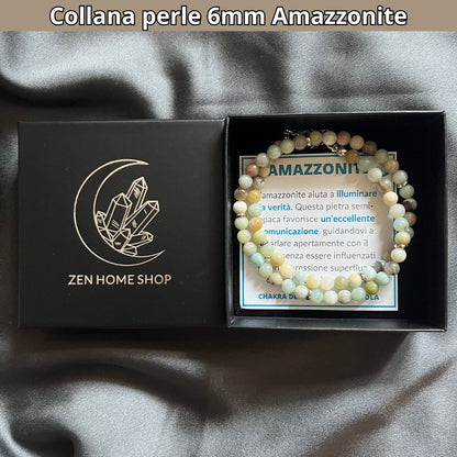 Collana con perle naturali Amazzonite flower da 6 mm