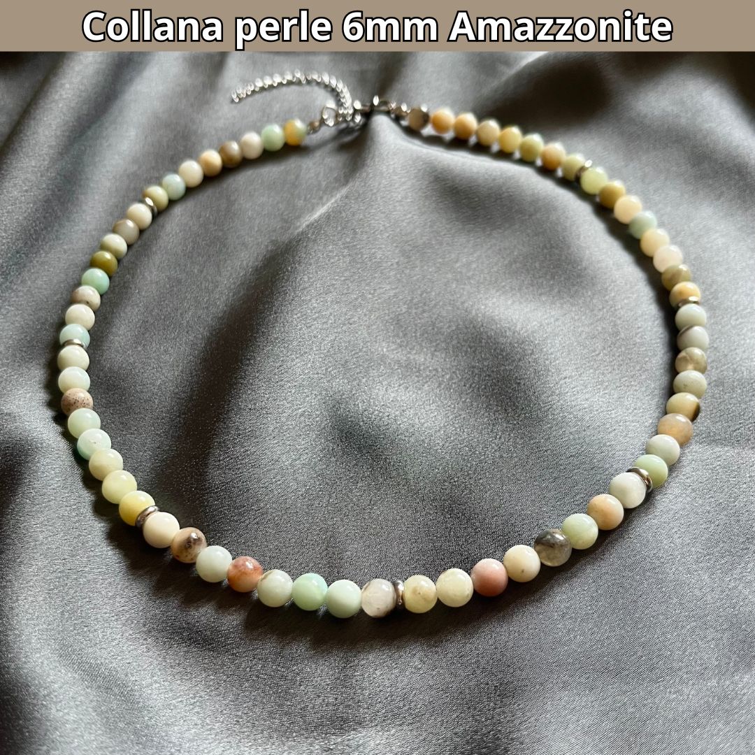 Collana con perle naturali Amazzonite flower da 6 mm