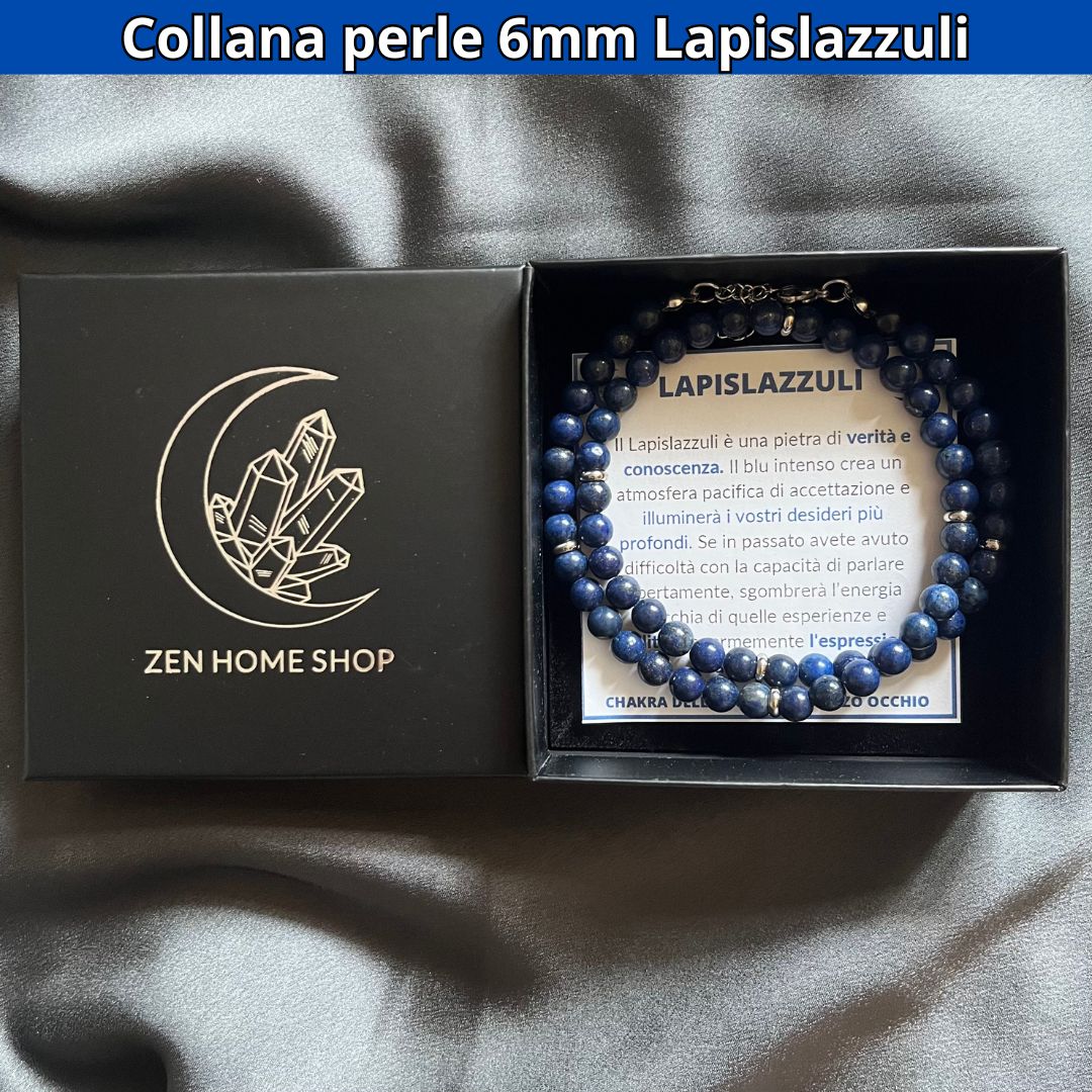 Collana con perle naturali Lapislazzuli da 6 mm