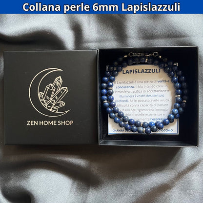 Collana con perle naturali Lapislazzuli da 6 mm