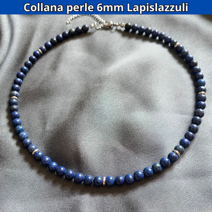 Collana con perle naturali Lapislazzuli da 6 mm