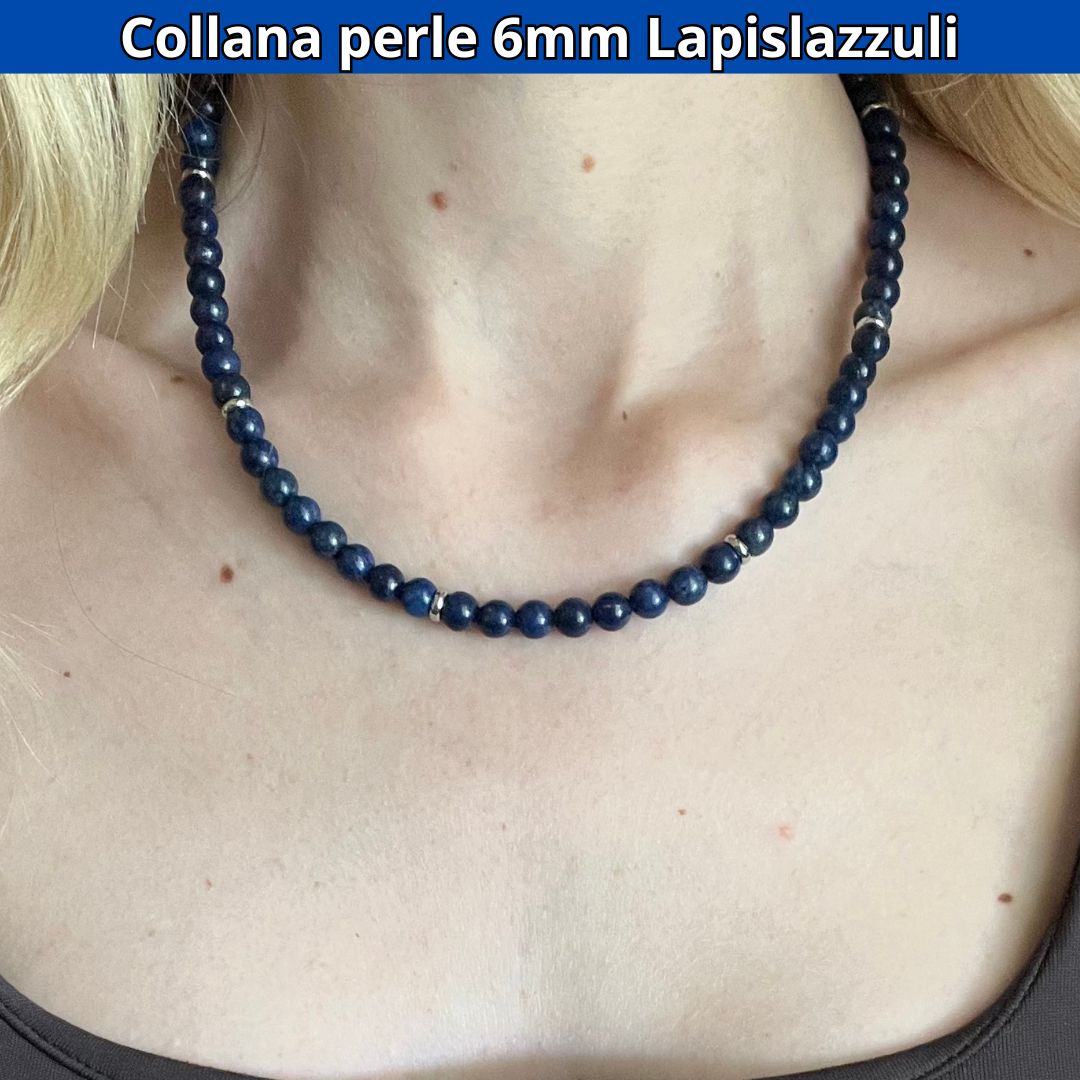 Collana con perle naturali Lapislazzuli da 6 mm