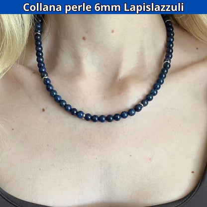Collana con perle naturali Lapislazzuli da 6 mm