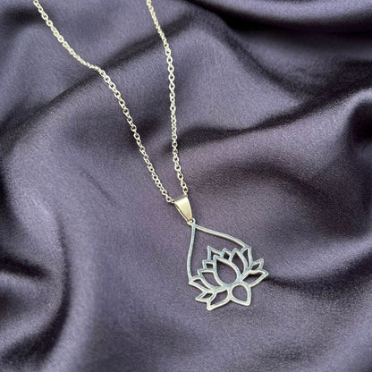 Collana Regolabile Fiore di Loto (acciaio inox)